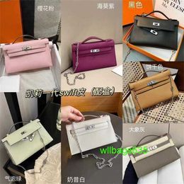 Ky Tote Bags Sac à main en cuir de luxe de confiance 2024 Nouvelle génération Swift Sac Carrie Bubble Green Cuir Portable Mini Sac à chaîne en cuir de vache Shou ont le logo HB9N