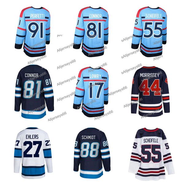 Kyle Connor Nikolai Ehlers Anniversaire de l'ARC Winnipeg Hockey Jersey Jets Josh Morrissey Mark Scheifele Adam Lowry Logan Stanley Neal Pionk Al Ice Jersey