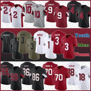 1 Kyler Murray Budda Baker Football Jersey Personnalisé Hommes Femmes Enfants DeAndre Hopkins Isaiah Simmons Marquise Brown Zach Ertz Paris Johnson Jr BJ Ojulari Garrett Williams