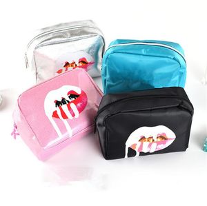 Bolso de cosméticos rosa, negro, plateado y verde para mujer, bolso de viaje para lavado de maquillaje, bolso de almacenamiento, bolsos impermeables de pu, envío gratis, 3 uds.