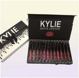 Kylie Jenner Lip Gloss Fall Brithday neem me op Kyshadow Storm 12 Colors Matte Liquid Lipsticks Cosmetics 12PCS Lipgloss Set4639149