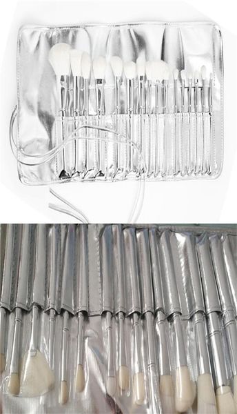 Kylie Jenner Makeup 16pcsset Silver Color Metal Tube Soft Hair Cepches Cosmetics Beauty Tools Kit con Bag8387478