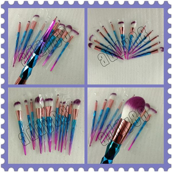 El más nuevo Rainbow Diamond Makeup Brushes Set 12pcs Colorful Brush Powder Cream Foundation Eyeshadow Cosmetic Brush Professional Beauty Tools