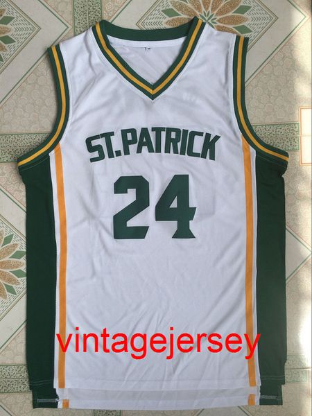 Kyrie Irving 24 St. Patrick High School White Basketball Jersey Throwback Sewn Shirt N'importe quel numéro de nom de taille