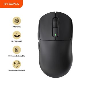 Kysona M600 noir PAW3395 souris de jeu Esports sans fil 55g 26000DPI 6 boutons optique PAM3395 souris d'ordinateur pour ordinateur portable 240119