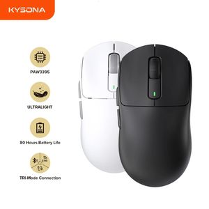 Kysona M600 PAW3395 souris de jeu Esports sans fil Bluetooth 55g 26000DPI 6 boutons optique PAM3395 souris d'ordinateur pour ordinateur portable 240314