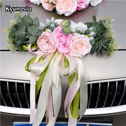Kyunovia bruiloft auto accessoire auto dakstaart simulatie decoratie bruiloft auto decoratie bloem KY131 Y200104