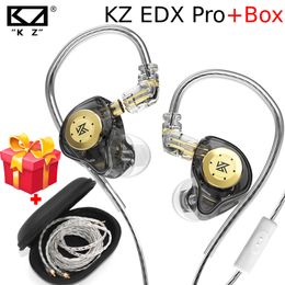 KZ EDX Pro -oortelefoon met kabel met doos bas oordopjes in oormonitor hoofdtelefoons stereo game sport lawaai annulering hifi headset