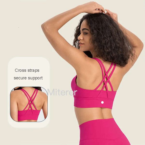 L-002 Soutien-gorge de Yoga classique de sport doux au beurre respectueux de la peau femmes brassière hauts à la mode Sexy sangle croisée réservoir dame sous-vêtements Fiess gilet avec