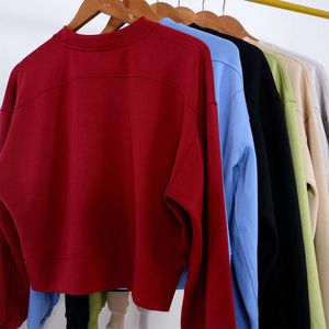 L-005 Dames Yoga perfect oversized sweatshirts trui losse crop top met lange mouwen fitness workout blouse met ronde hals 7 kleuren