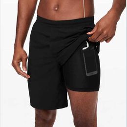 L-008 Mannen Running Shorts Breaker Outdoor Workout Panty's Pant Outfit 2-in-1 Stealth Sports Gym Yoga Fitness Broek Mannelijk Merk Sweatpant