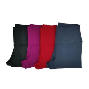 L-037 Collants taille haute pantalons de yoga de couleur unie ont des leggings élastiques en T pantalons de survêtement à sensation nue avec poche à la taille pour femmes Fi310l