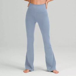 L-06 Femmes Yoga Pantalons évasés Lulu High Wide Lig Drune Sports Pantalons Couleur Solie Hanches minces Collons de danse Loose