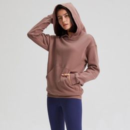 L-123 Sport Fitness Hoodies Mujeres Otoño traje Invierno Fleece Sudadera con capucha sólido Gym Outwear Warm Sweat Femme yoga jacket Coat