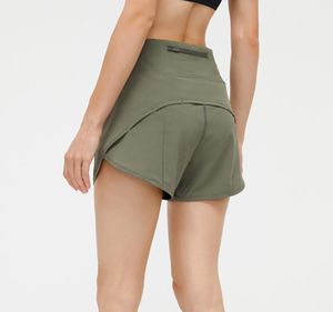 L-125 arrière taille zipper poche yoga hotty shorts chauds légers respirants de fitness running sports short pour femmes sous-vêtements de gymnase