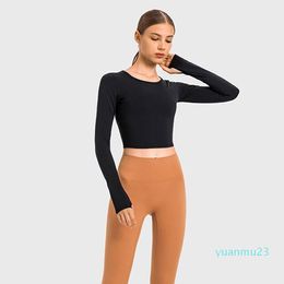 L-128 Sweat à capuche recadré Slim Fit Sweatshirts Yoga Tenue Fashion All-Match Tops Sports Veste Femmes Femme Leisure Tires à manches longues Runnin