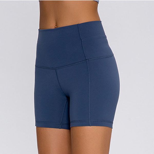 L-163 Pantalones cortos de Yoga de cintura alta para mujer, trajes desnudos para mujer, bolsillos, ajuste de cadera, correr, Fitness, pantalones, mallas de levantamiento de glúteos YXQY