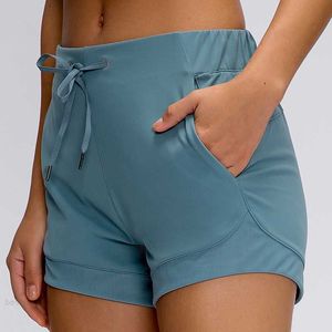 L-2022 femmes Shorts de sport pantalons de Yoga décontractés Cinchable cordon court pantalon doux tissu course pantalons de survêtement Fitness entraînement pantalon haut