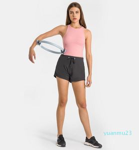 L-2022 Short de sport pour femmes, pantalon de Yoga décontracté, cordon de serrage, pantalon court en tissu doux, 22 pantalons de survêtement, pantalon d'entraînement physique, tiroirs à sensation nue