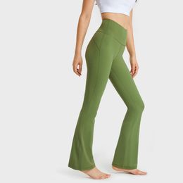 L-204 Pantalons évasés de haute hauteur Femmes Pant de yoga Pantalons nus LEGGINGS AVEC POCKET DE LA POCKE