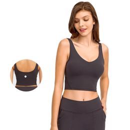 L-2054B débarbadères en tissu doux U Back Yoga Bra Couleur solide Sports Bras Tocal Running Vest Sexy Gym Vêtements Femmes Sous-vêtements avec tasses amovibles