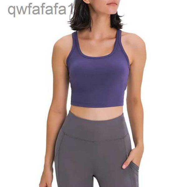 L-2080 Femmes Débardeurs pour Yoga Soutien-Gorge Formation Fitness Chemises Gilet Sexy Séchage Rapide Respirant Gym Haut Court t Slim Fit Antichoc Sous-Vêtements De Sport Q1JA