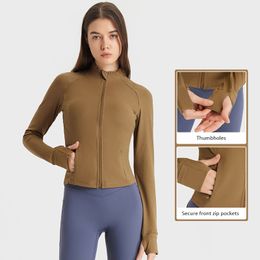 L-211 Autumn Invierno Jacket Cortada Ropa de yoga Longitud de algodón Longitud de la cintura Cazón de manga delgada