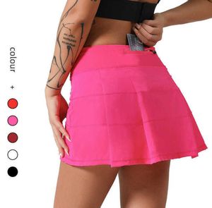 L-22 Jupe De Tennis Plissée Femmes Gym Vêtements Shorts De Sport Femme Running Fitness Danse Yoga Sous-Vêtements Plage Biker Golf Jupes Respirant design55ss