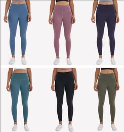 L-32 Couleur unie taille haute Yoga Leggings vêtements de sport femmes en cours d'exécution sport Fitness Yoga pantalon pleine longueur pantalon global entraînement Leggins