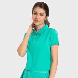 Polo de L-335 de telas refrigeradas por agua, Tops de Yoga, camisas de tenis para mujer, camisas de secado rápido para exteriores, blusa para correr, sudadera fresca transpirable