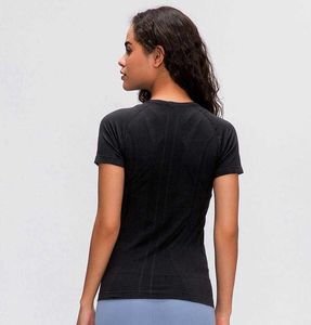 L-35 vrouwen yoga shirts korte mouw ademende effen kleur gym sport uitwerkkleding met hoge kwaliteit