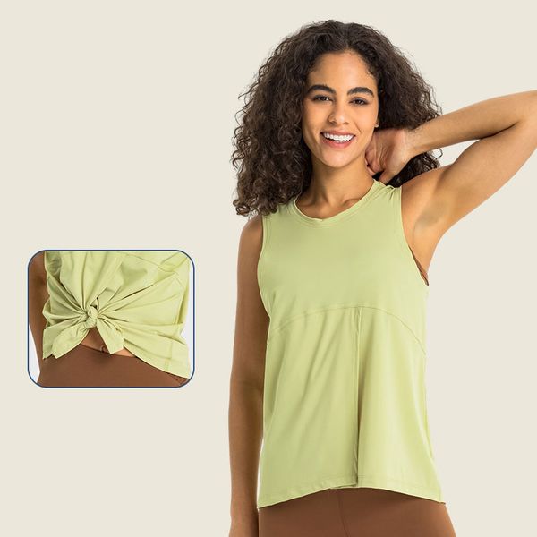 L-355 chemise sans manches femmes débardeurs chemises de Yoga avant nœud papillon Blouse séchage rapide course Smock respirant sweat gilet