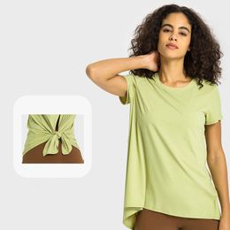 L-359 Camicia a maniche corte Cravatta posteriore Cinghie a farfalla Yoga Top T-shirt Nude Sense Camicie da corsa ad asciugatura rapida Felpa fresca traspirante