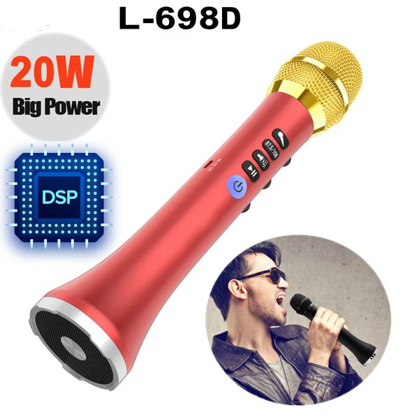 L-698D professionnel 20W portable sans fil Bluetooth microphone karaoké haut-parleur 4000mAh avec grande puissance pour chanter/réunion