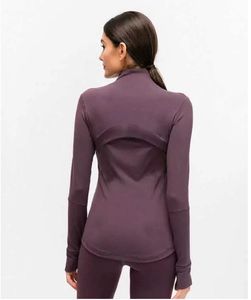 L-78 Otoño Invierno Nueva chaqueta con cremallera Traje de secado rápido Ropa de yoga Manga larga Agujero para el pulgar Entrenamiento Chaqueta para correr Mujeres delgadas