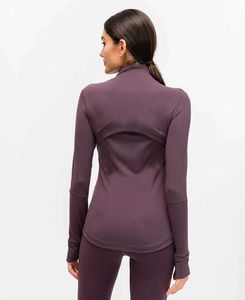 L-78 Otoño Invierno Nueva chaqueta con cremallera Ropa de yoga de secado rápido Manga larga Entrenamiento con orificio para el pulgar Correr Mujeres Abrigo deportivo delgado Usar ropa de yoga