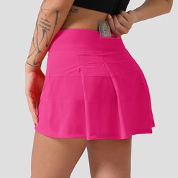 8207- Mid-Rise rok geplooide tennisrok met twee pocket dames shorts yoga sport korte rokken korte rokken