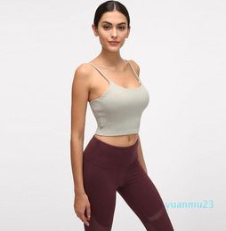 L-83A Solid Color Women Yoga beha Slim Fit sportbeha's Fitness Vest Sexy Underwear 22 Verwijderbare borstkussens Ademen Soft Sweat Wicking Lady Tanktops voor training