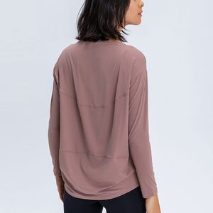 L-88 que forma la manga larga camisetas de la manga larga para las mujeres yoga Tops Lady Girl Fitness camisa traje Super suave relajado Ajuste otoño e invierno Top para ir