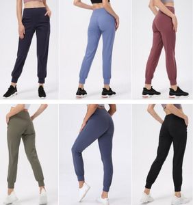 L-9 Solid Color Skinvol Leggings Nudity Losse Studio Yoga Broek Gym Kleding Dames Hoge Taille Negen Capris Elastische bijgesneden Legging