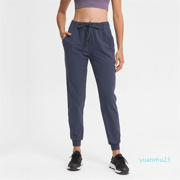 L-96 Classic Joggers Drawcord Easy Fit Yoga Pants con bolsillo que absorbe el sudor para Fitness Dancing Sweatpants Running Track Pants