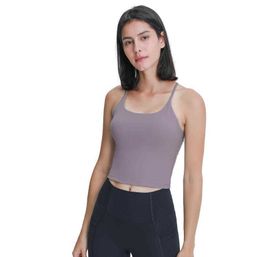 L-97 Vrouwen Tank Tops Yoga Outfits Hardlopen Fitness Sport Shirts Sexy Workouts Vest Sneldrogende Ademende Gym Top U-vorm Hals Slim fit