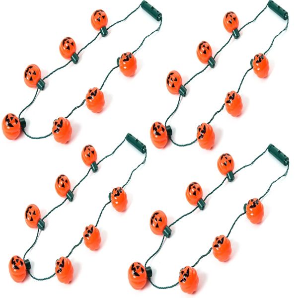 L Décorations de Noël Collier lumineux citrouille Lumières d'Halloween Lanterne Jack O avec modes clignotants pour cadeaux de fête