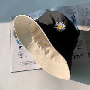l daisy chapeau seau double face adapté aux femmes du printemps et de l'été version coréenne nouveau chapeau pare-soleil mince rose Panama hatC24326