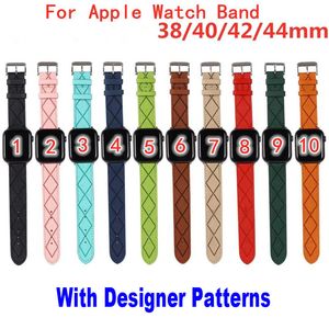 C Designer Lederen banden Banden voor Apple Watch 41 mm 45 mm 40 mm 44 mm 38 mm 42 mm Iwatch 7 6 5 4 3 SE Embossing Laser Men Women Felle kleur Reflectief Vervangen Bracbandband