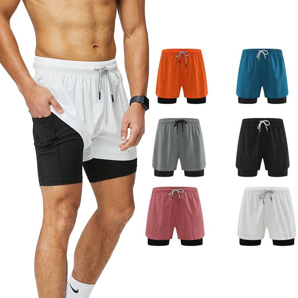LL Yoga Man Pants Pantalones cortos deportivos de diseñador para gimnasio 4XL Forro interior grande de doble capa con bolsillos Pantalones cortos para correr de secado rápido Pantalones cortos de baloncesto para hombre ocasionales