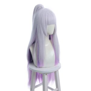 L-Email Wig Synthetic Hair Spirit Blossom syndra Cosplay Wigs lol Cosplay Long Gradient Wig with Ponytail Time résistant à la chaleur Wig