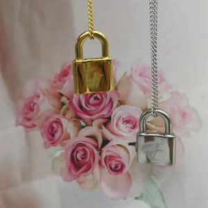 L- or Lock collier femme en acier inoxydable 45 cm pendentif en or bijoux pour le cou Saint Valentin cadeaux de Noël pour petite amie en gros258Q