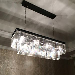 l lengte 125cm 1920S ODEON HELDER GLAS FRINGE RECHTHOEKIGE KROONLUCHTER vintage k9 lustre crystal LLFA228T