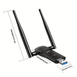 Adaptateur WiFi USB L-Link pour PC : 1300Mbps double antennes 5Dbi adaptateur réseau sans fil USB 5G/2.4G pour ordinateur portable de bureau - clé WiFi
